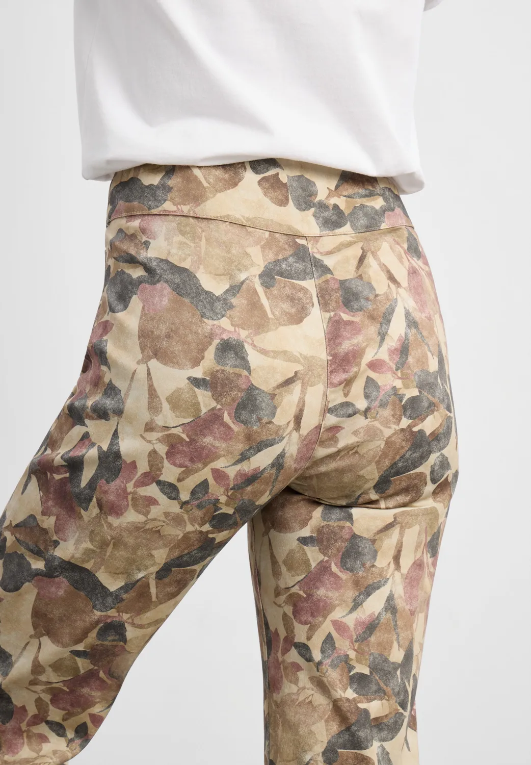 Laurie Thea Straight ML broek Plum Botany Print katoen