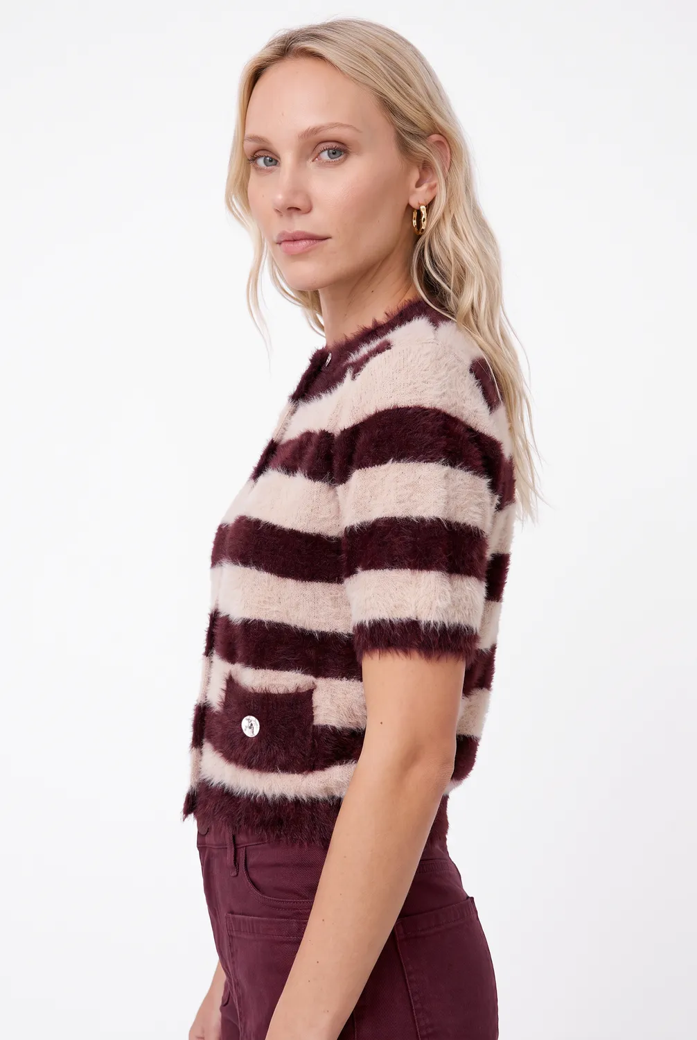 Florez Evie Mauve Stripe vest gebreid