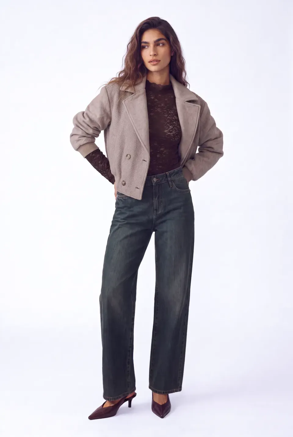 Florez Sophie Straight jeans Tabacco blue mid-waist