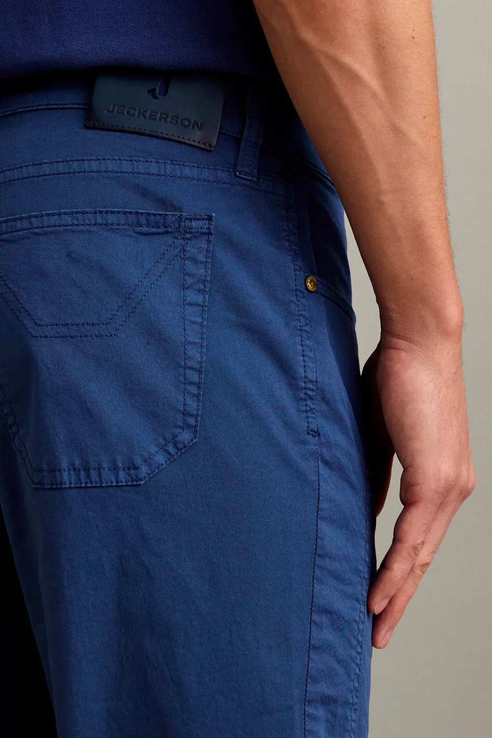 Jeckerson John Slim Fit herenbroek blauw gabardine
