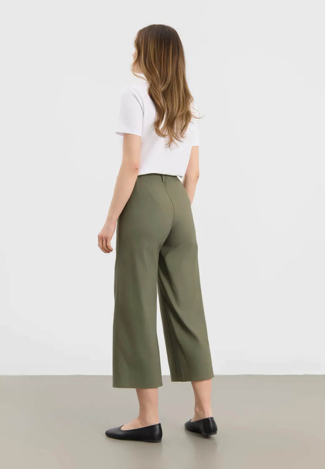 Laurie Donna Loose Crop damesbroek Khaki cropped stretch