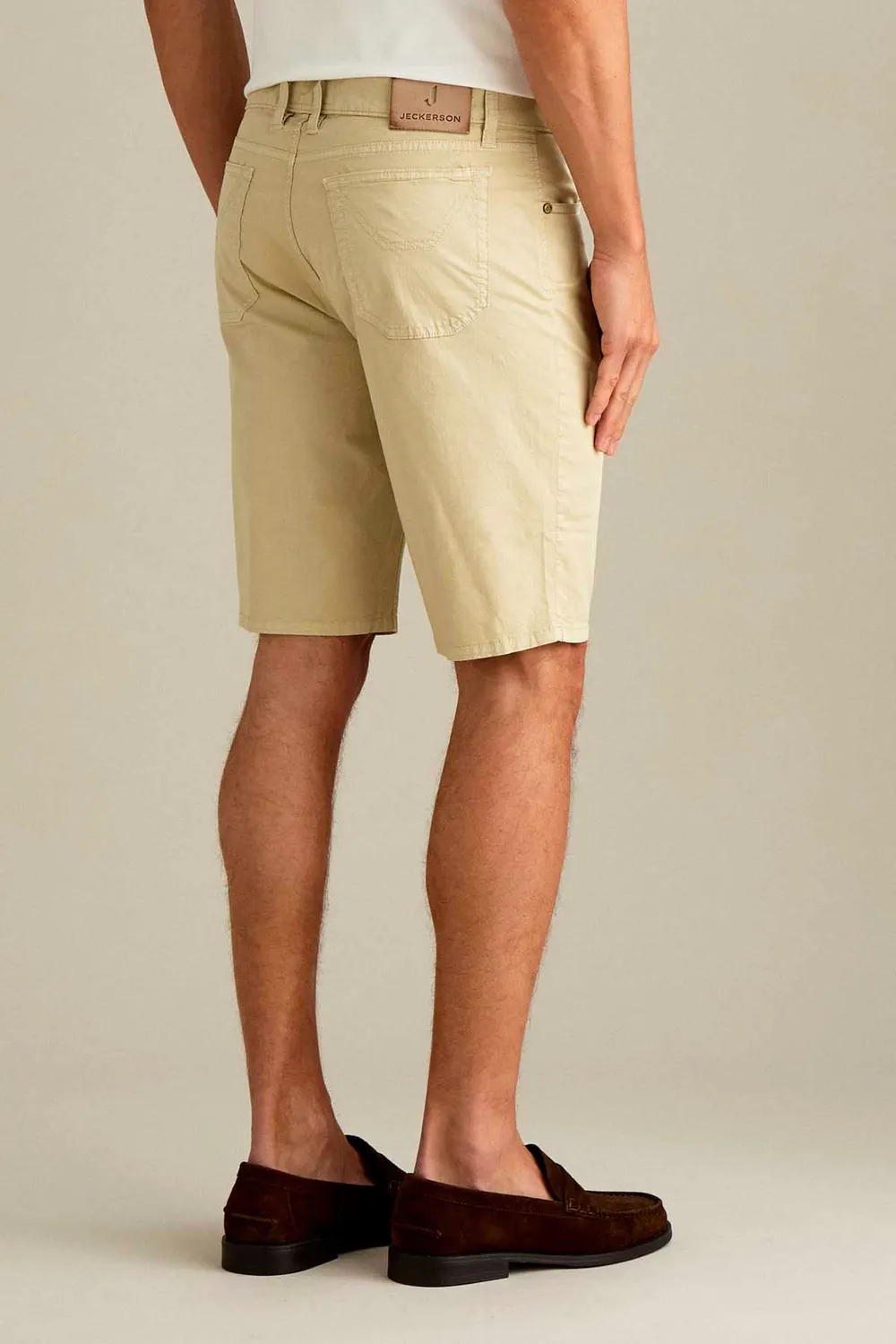 Jeckerson Jo Korte Broek Lichtbeige Katoen Slim Fit