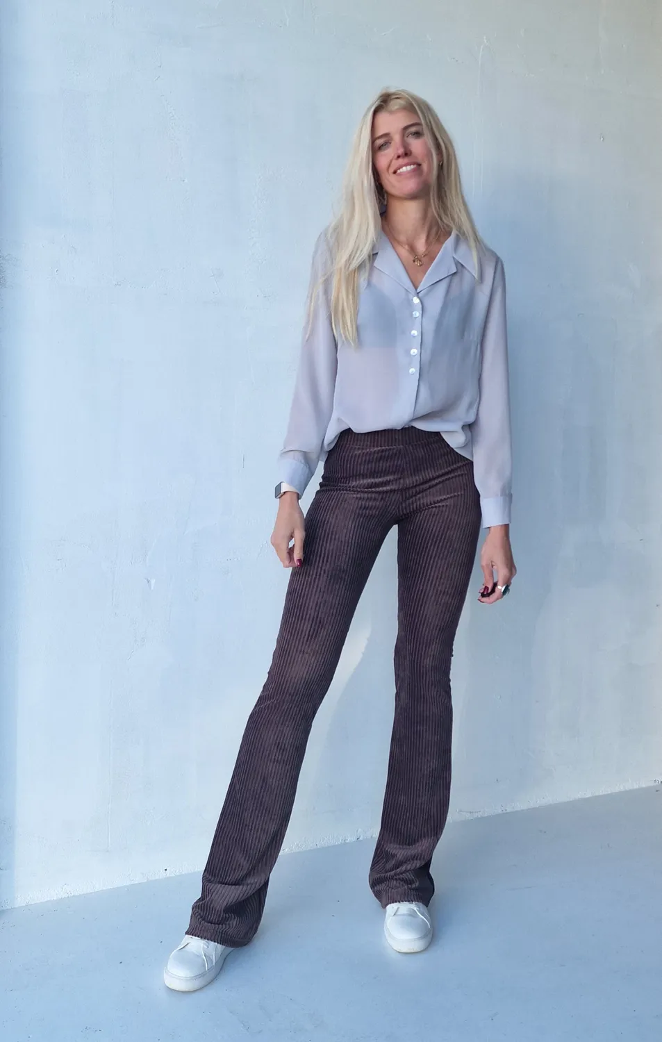 Madame Liz Flared Pants Rib Dark Chocolate 36
