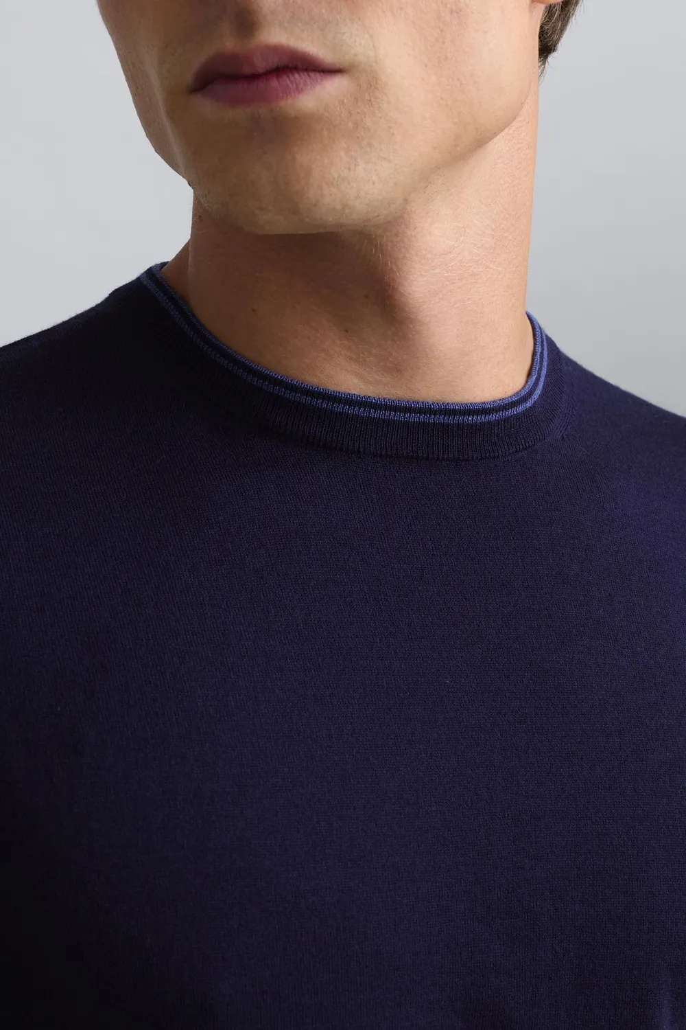 Jeckerson trui donkerblauw ronde hals wolblend
