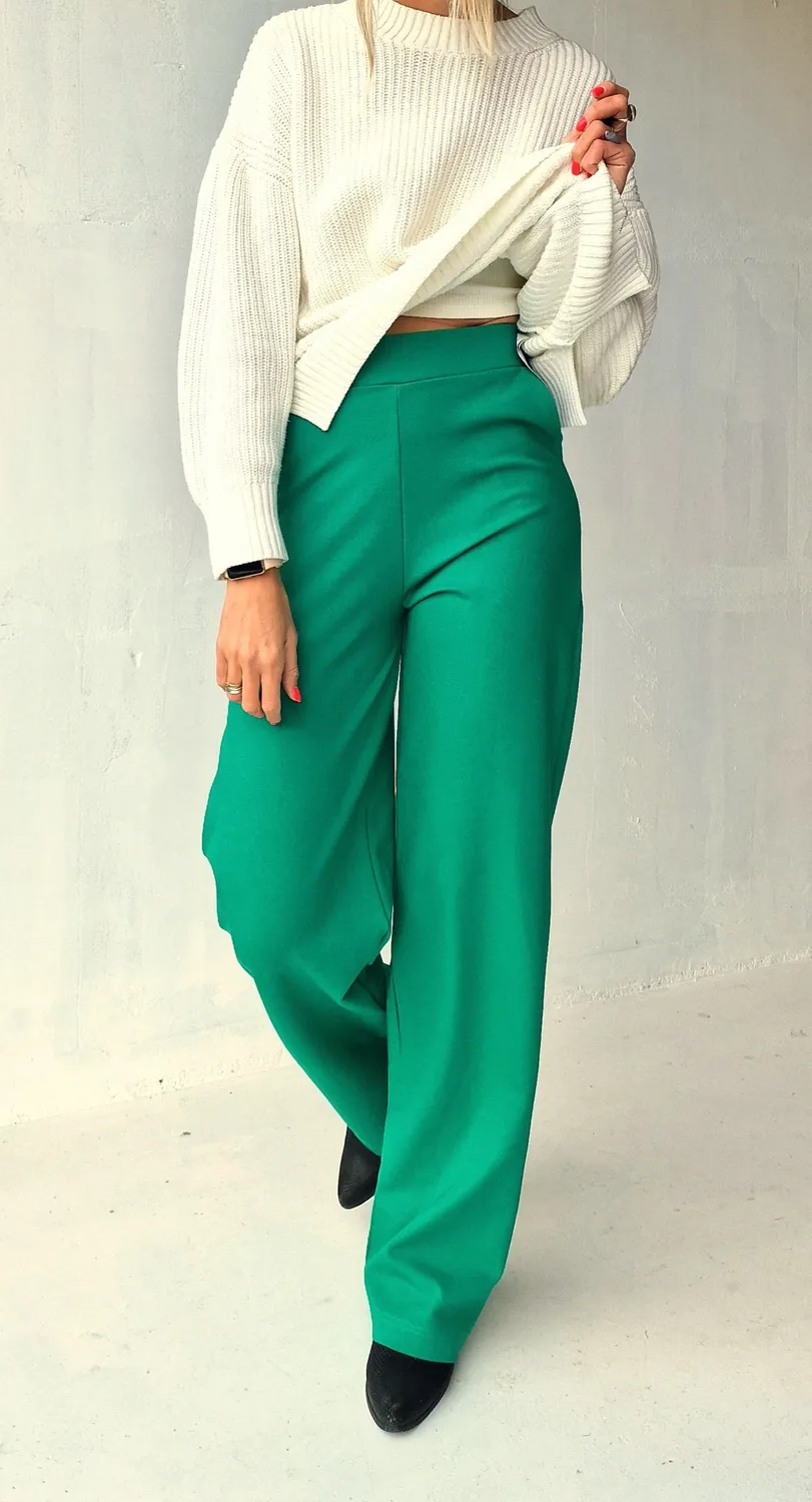 Langeleggings Wide Leg Tall Broek Zeegroen Lengtemaat 36