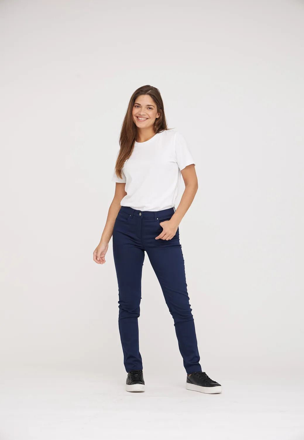 Laurie Laura Slim SL broek Navy stretch