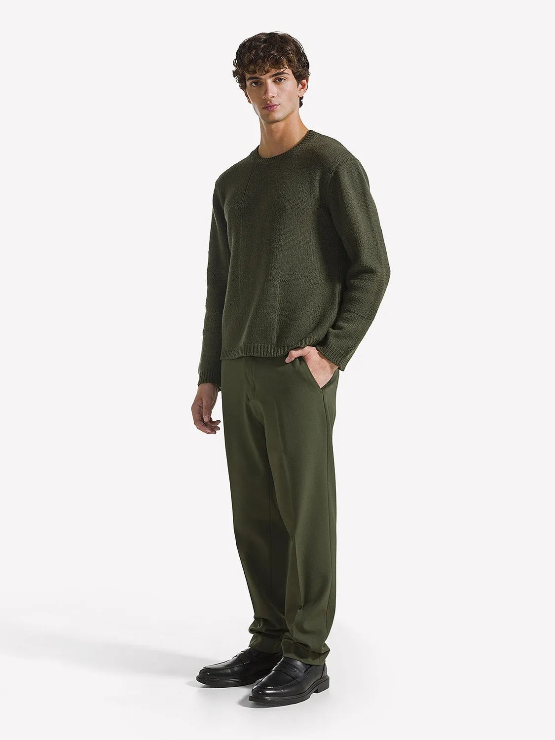 Nine In The Morning Giove GVE84 chino slim olijf stretch wol
