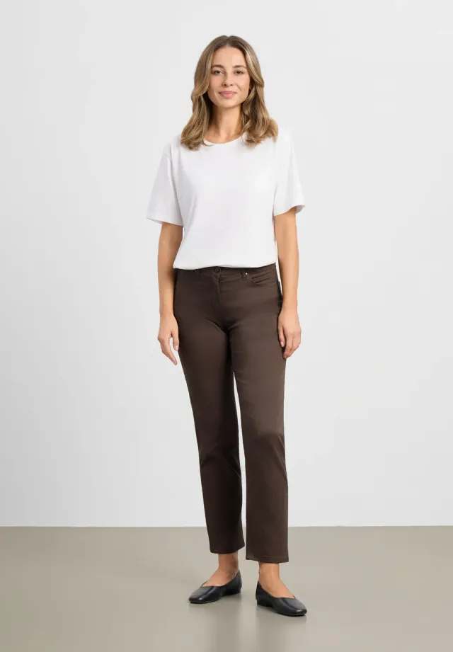 Laurie Charlotte Regular SL broek brown stretch