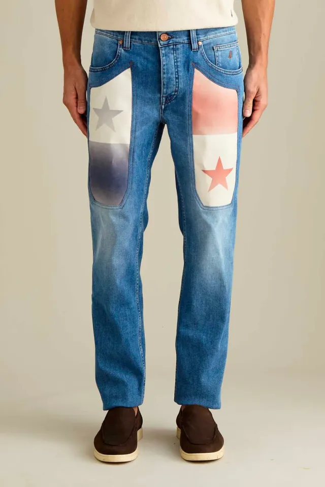 Jeckerson Anniversary Slim Fit Jeans Panama Blauw Alcantara