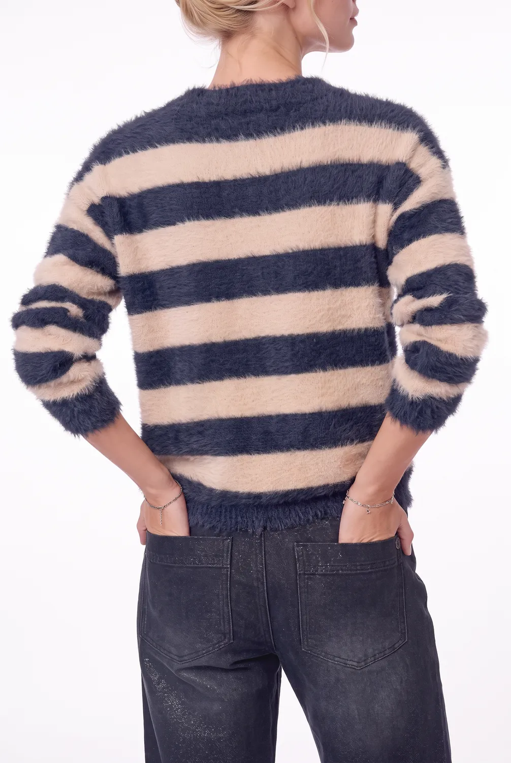 Florez Aurelia Sweater trui Navy Stripe fluffy