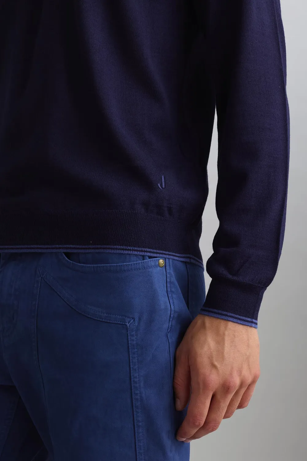 Jeckerson trui donkerblauw ronde hals wolblend