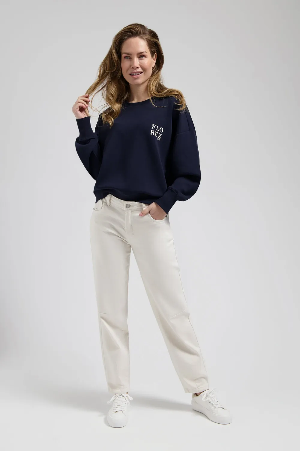 Florez Tess Barrel jeans soft white mid-waist