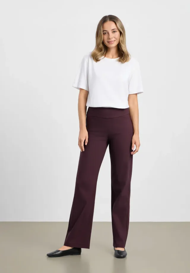 Laurie Thea Straight ML broek dark plum rechte pijp