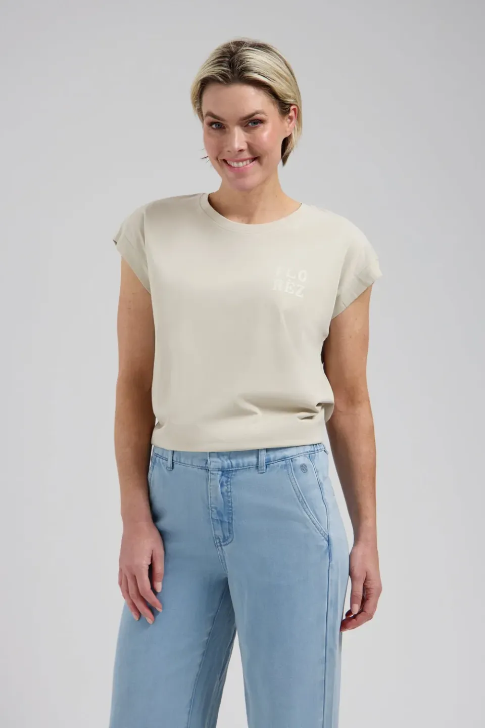 Florez Coco T-shirt Urban taupe zijdemix