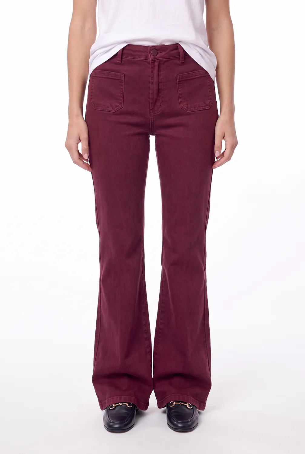 Florez Ana Flared Pocket jeans Mauve wine wijd