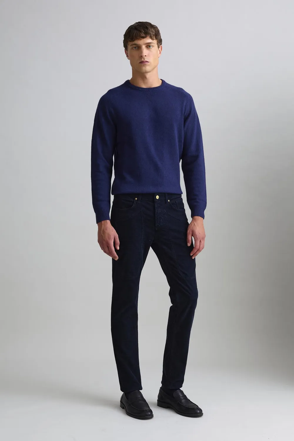 Jeckerson John broek slim fit donkerblauw fluweel