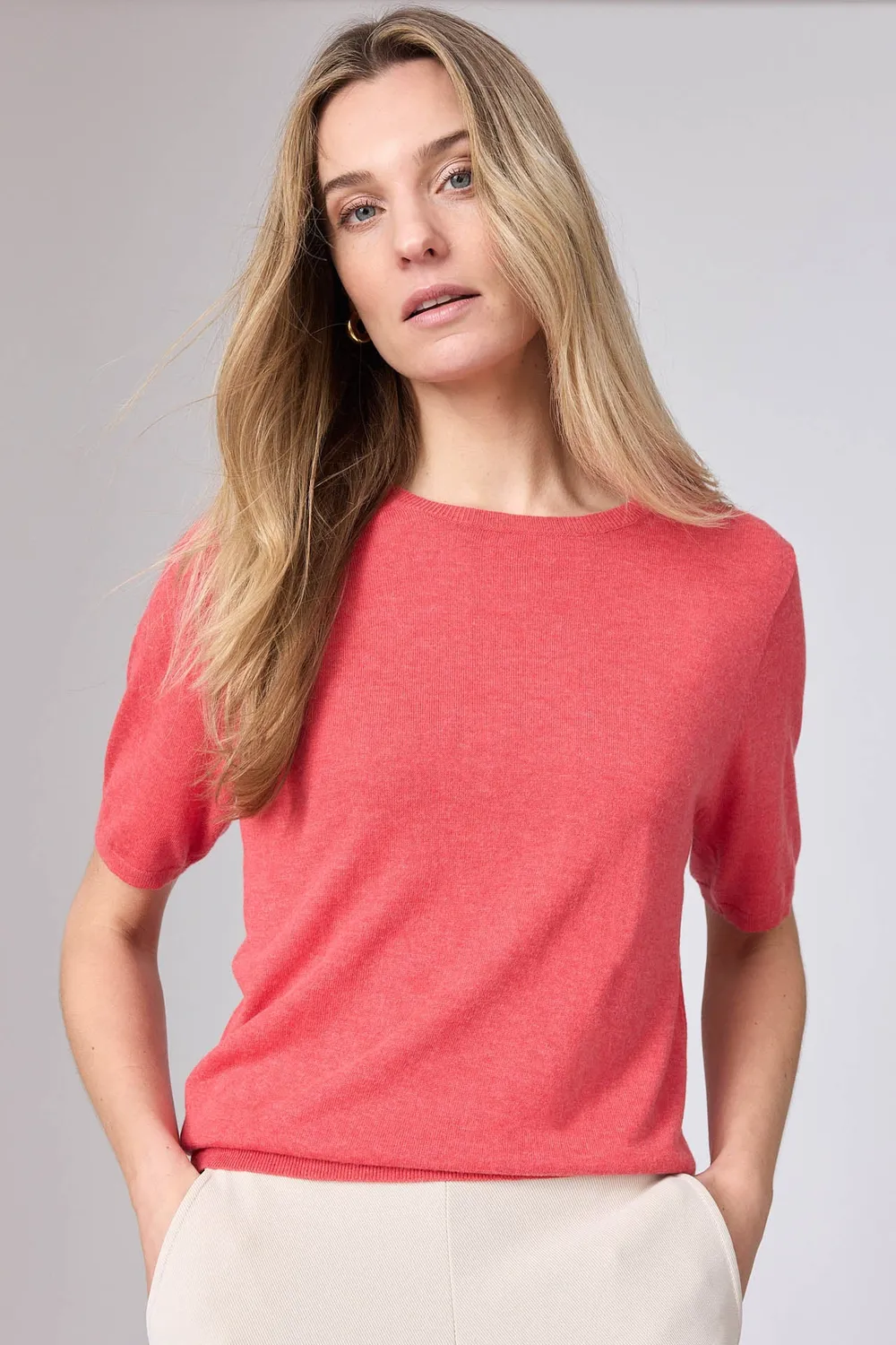 Corel Feline top knit blauw korte mouw