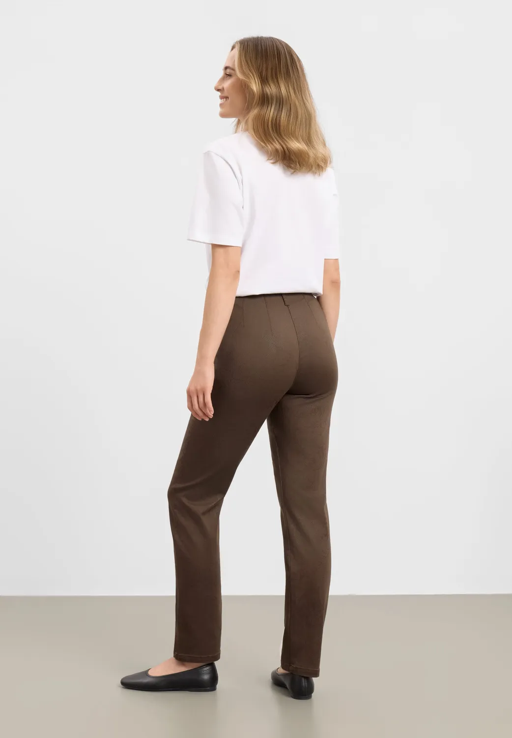 Laurie Taylor Regular damesbroek Brown Bloom Print stretch