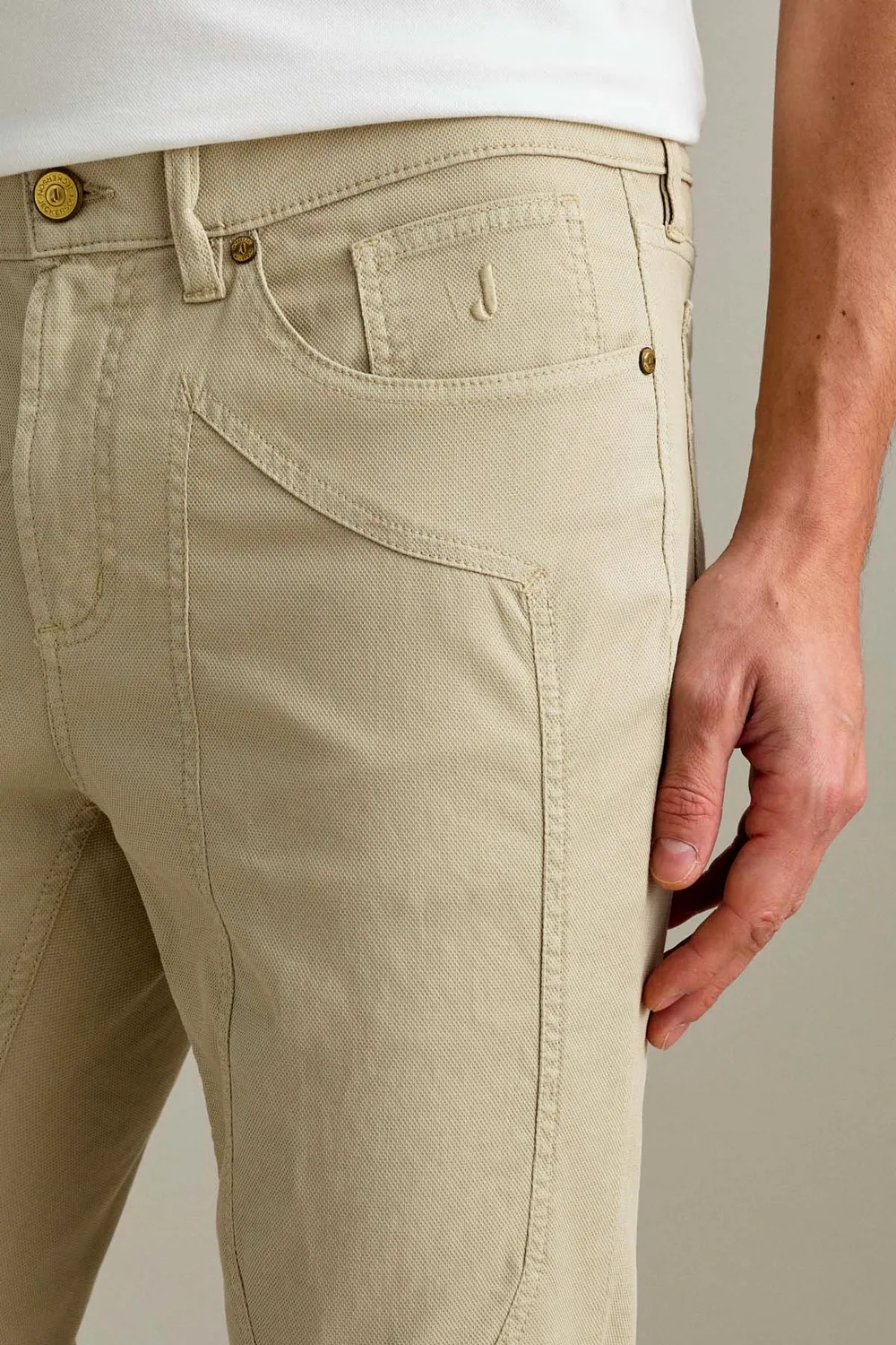 Jeckerson John slim fit broek lichtbeige katoen