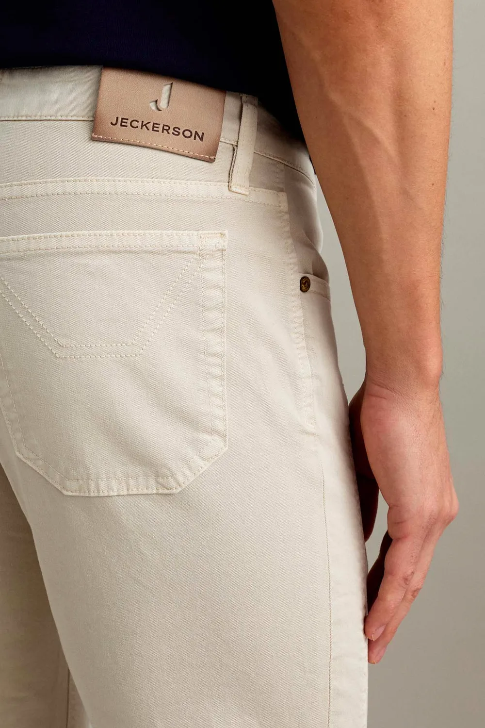 Jeckerson James skinny broek lichtbeige katoen