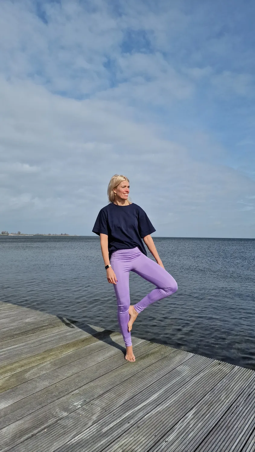 Langeleggings Sportlegging Lila Tall Steekzak Lengtemaat 36