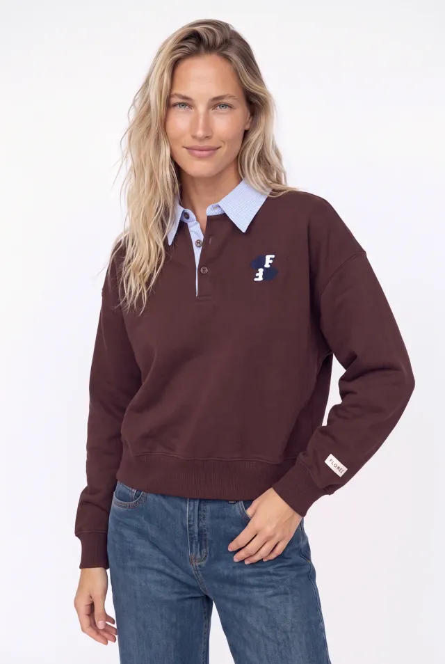 Florez Stella sweater Dark Brown gestreept
