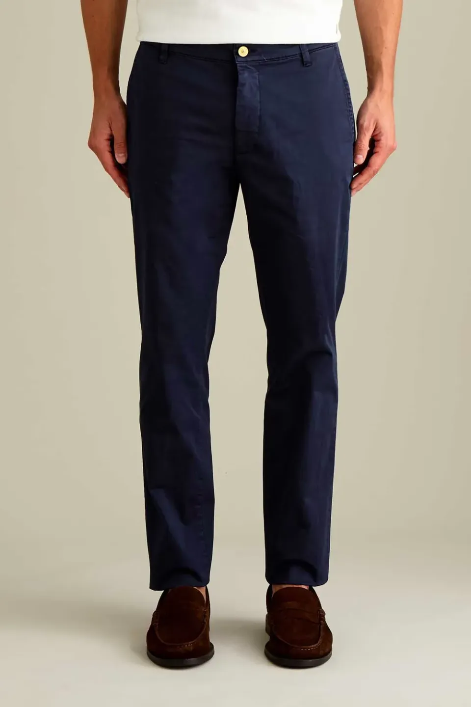 Jeckerson Jack chino slim fit donkerblauw satijn stretch