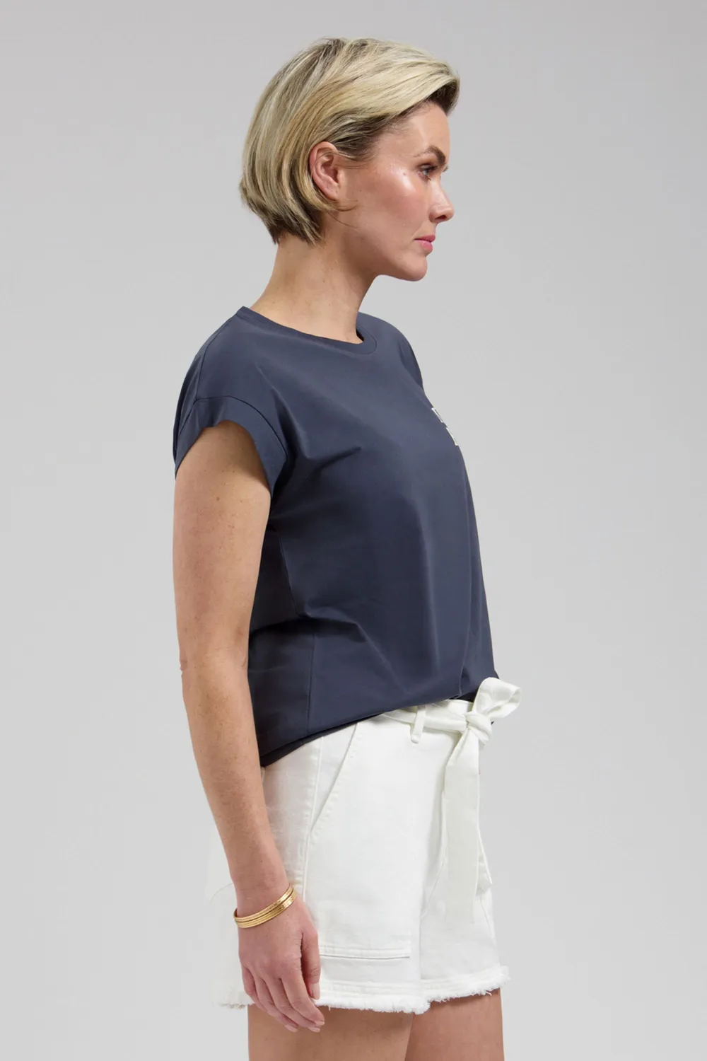 Florez Coco T-shirt Navy Blue zijdemix