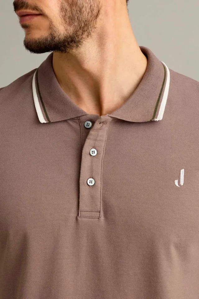 Jeckerson polo korte mouw chocoladebruin piqué