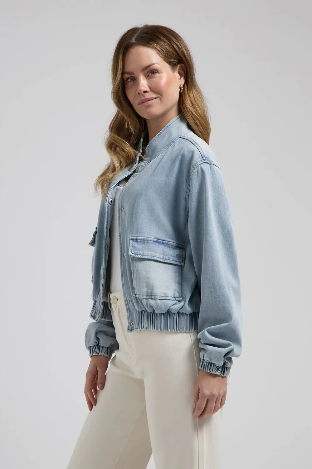 Florez Kyra jacket crystal blue bomber denim