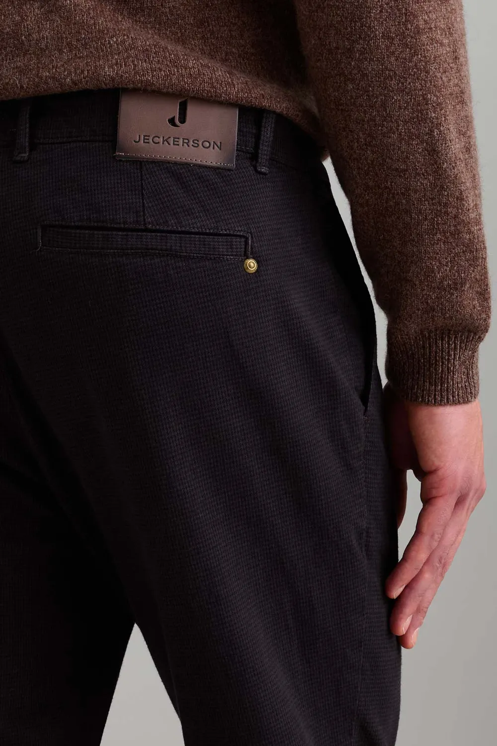 Jeckerson Jack chino bruin pied-de-poule slim fit