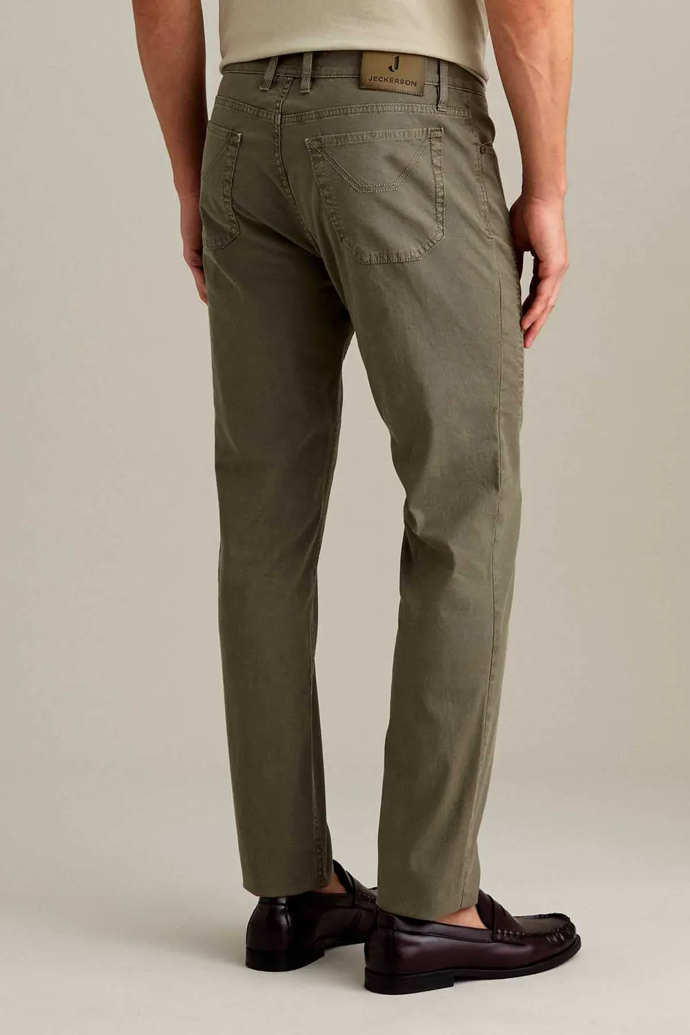Jeckerson John slim fit broek heren groen pigmentverf