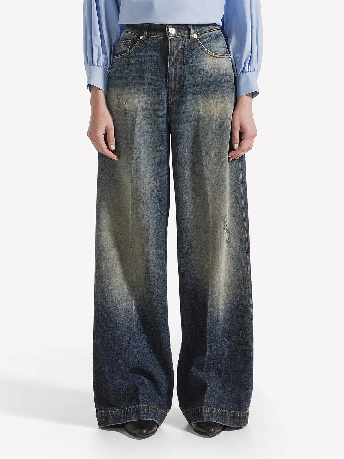 Nine In The Morning Audry Relaxed Jeans Navy rigid denim