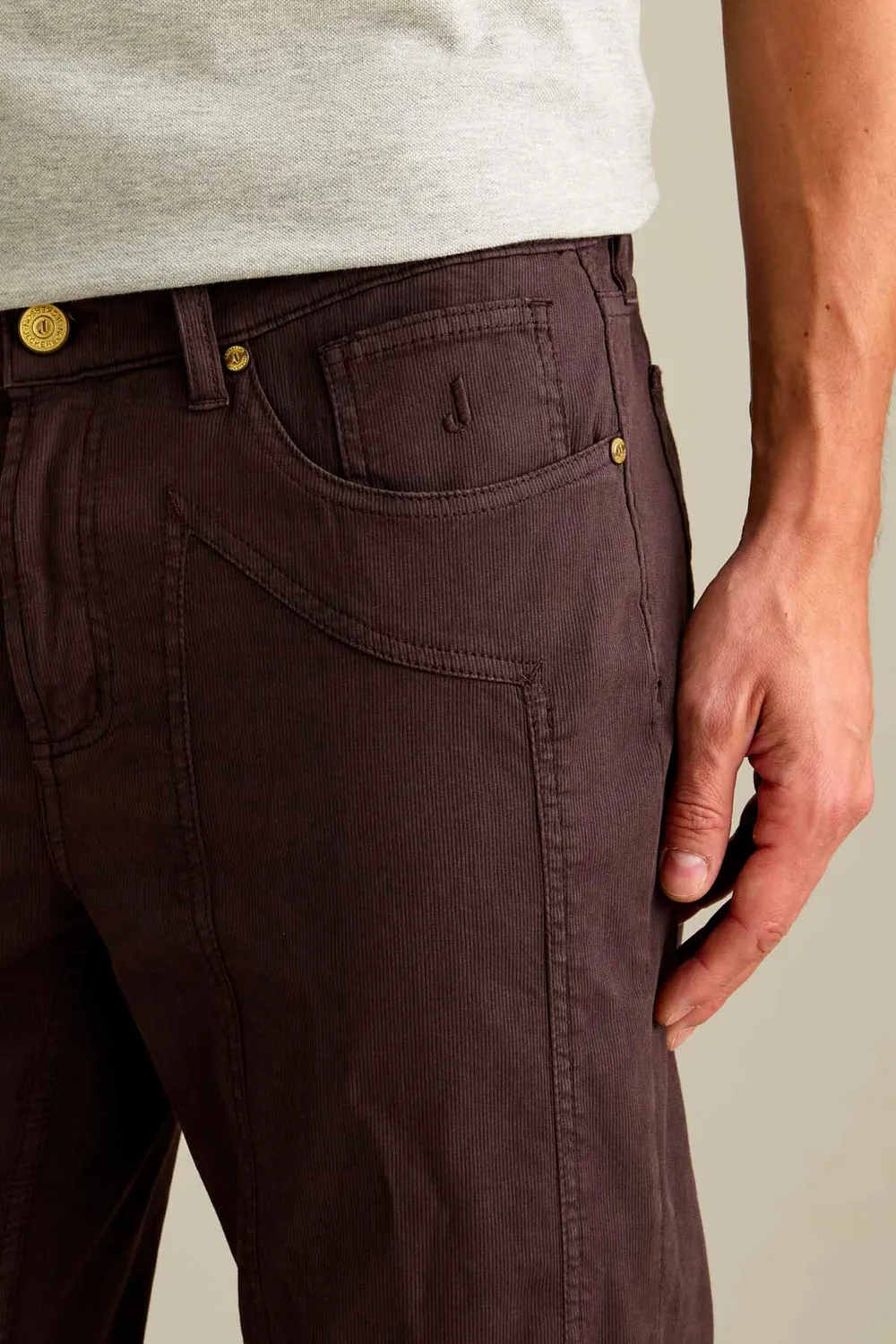Jeckerson John broek slim fit donkerbruin piquet