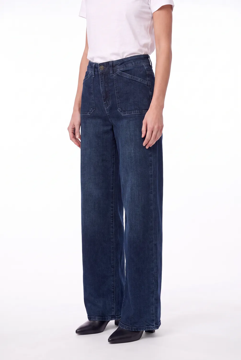 Florez Divina wide leg jeans classic indigo donker