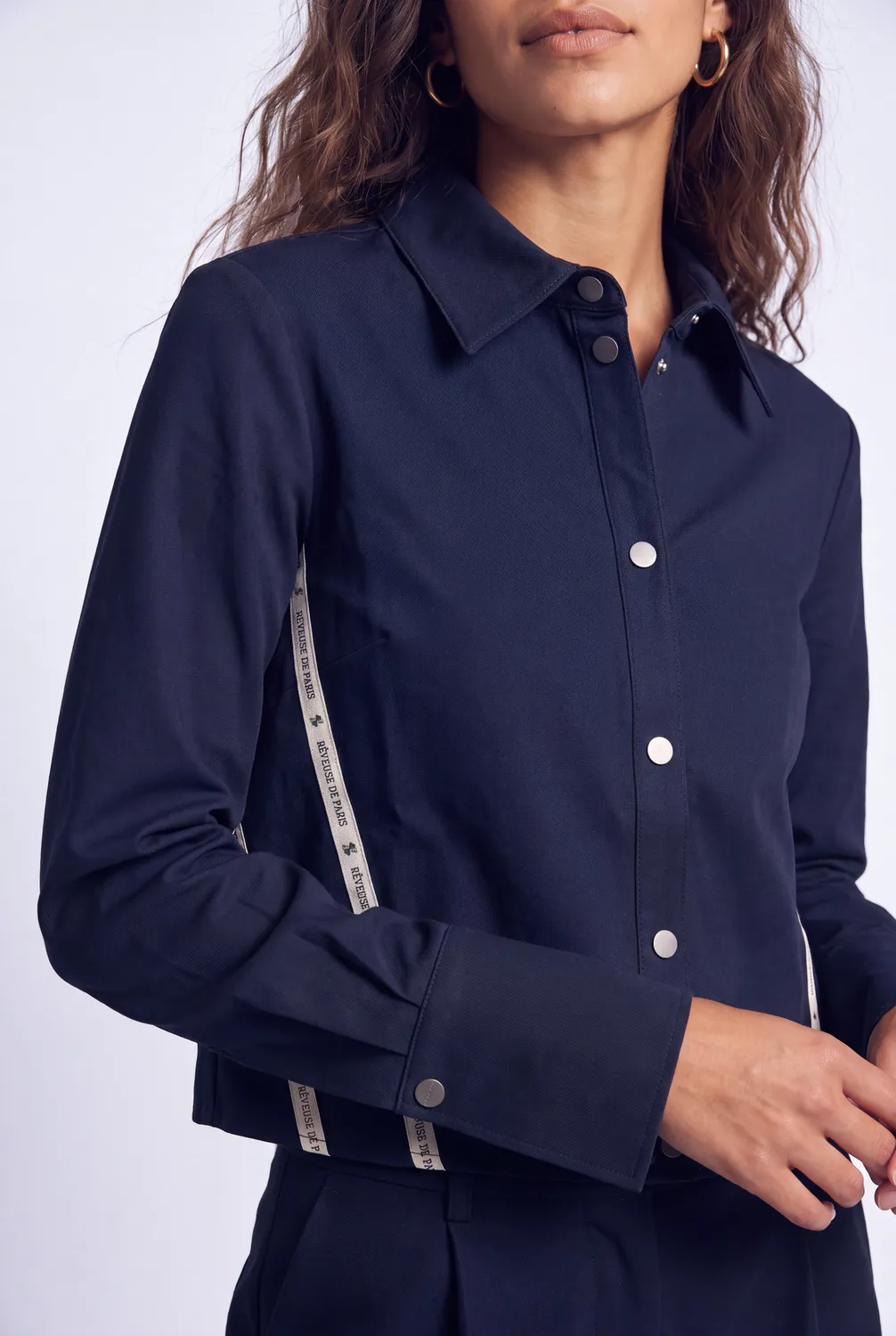 Florez Ava blouse marineblauw lange mouw