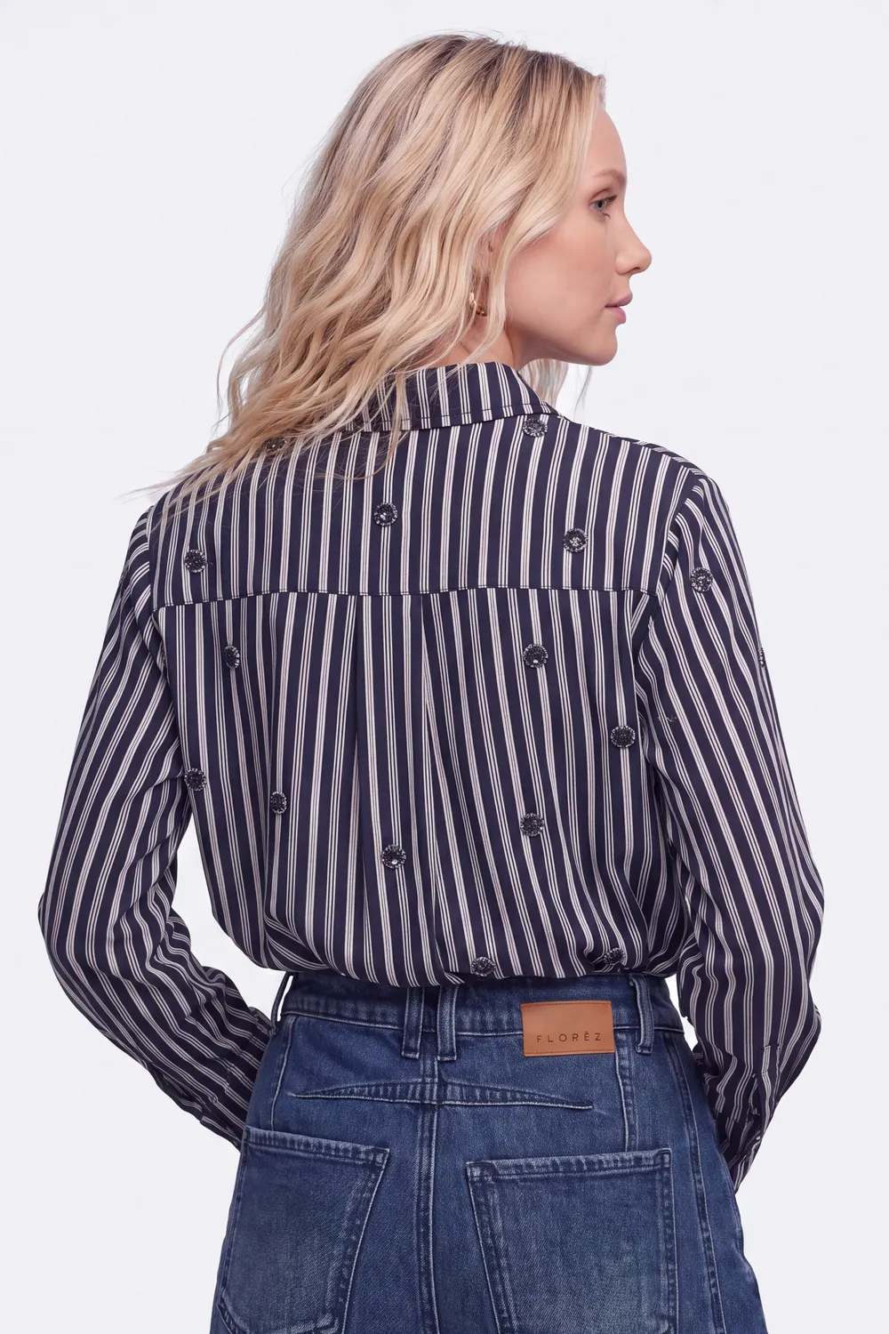 Florez Scout blouse Blue Stripe pailletten blauw