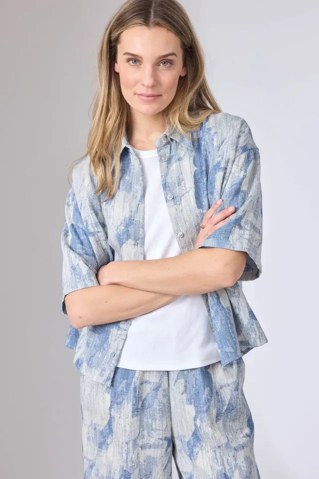 Corel Mila Denim Jaquard blouse boxy fit