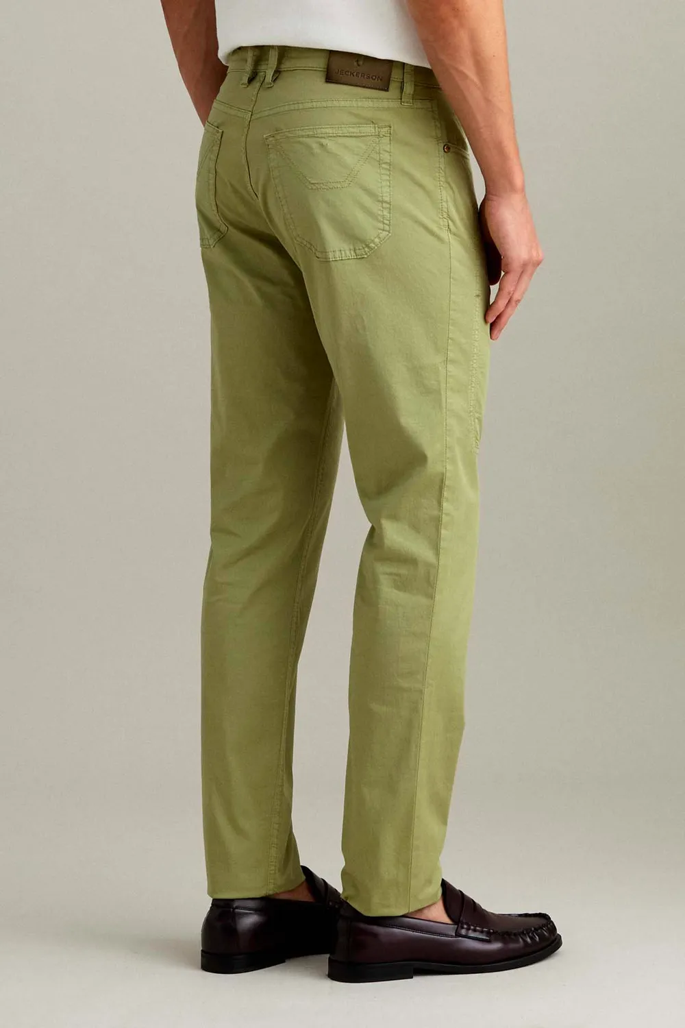 Jeckerson John Slim Fit broek saliegroen gabardine