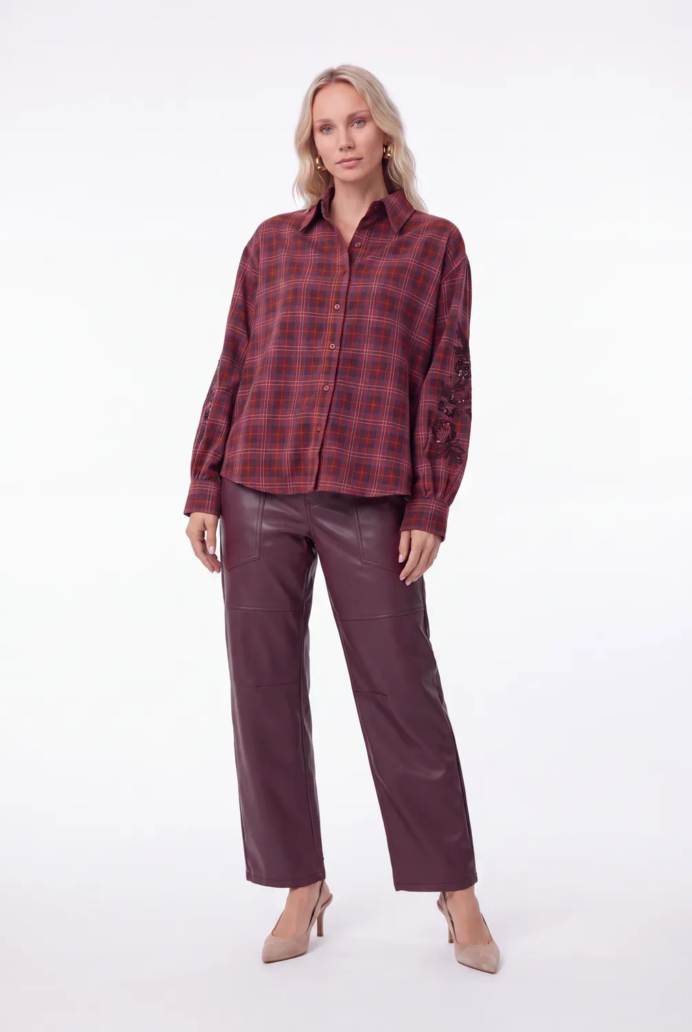 Florez Scotie blouse Checked Burgundy ruit