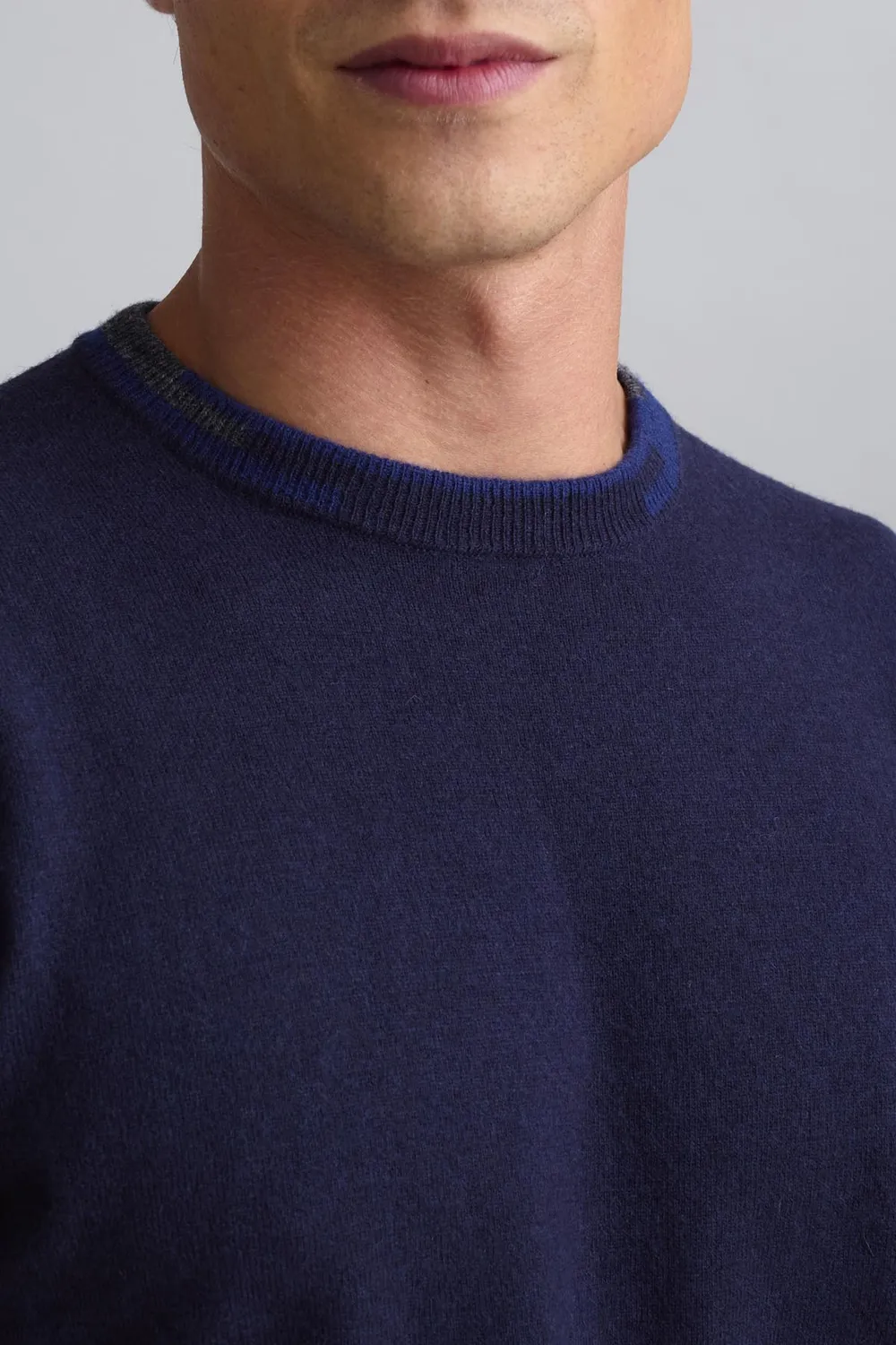 Jeckerson Girocollo cardato trui donkerblauw wolmix