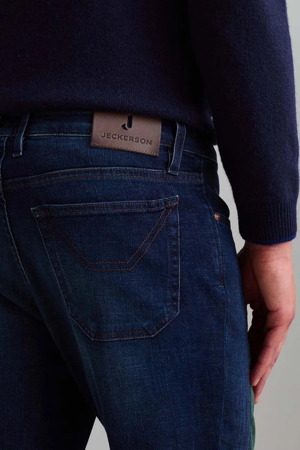 Jeckerson James Skinny Fit Jeans Donkerblauw Mosgroen