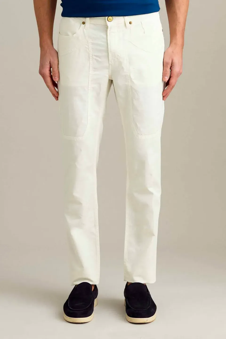 Jeckerson John broek slim fit sneeuwwit linnenmix
