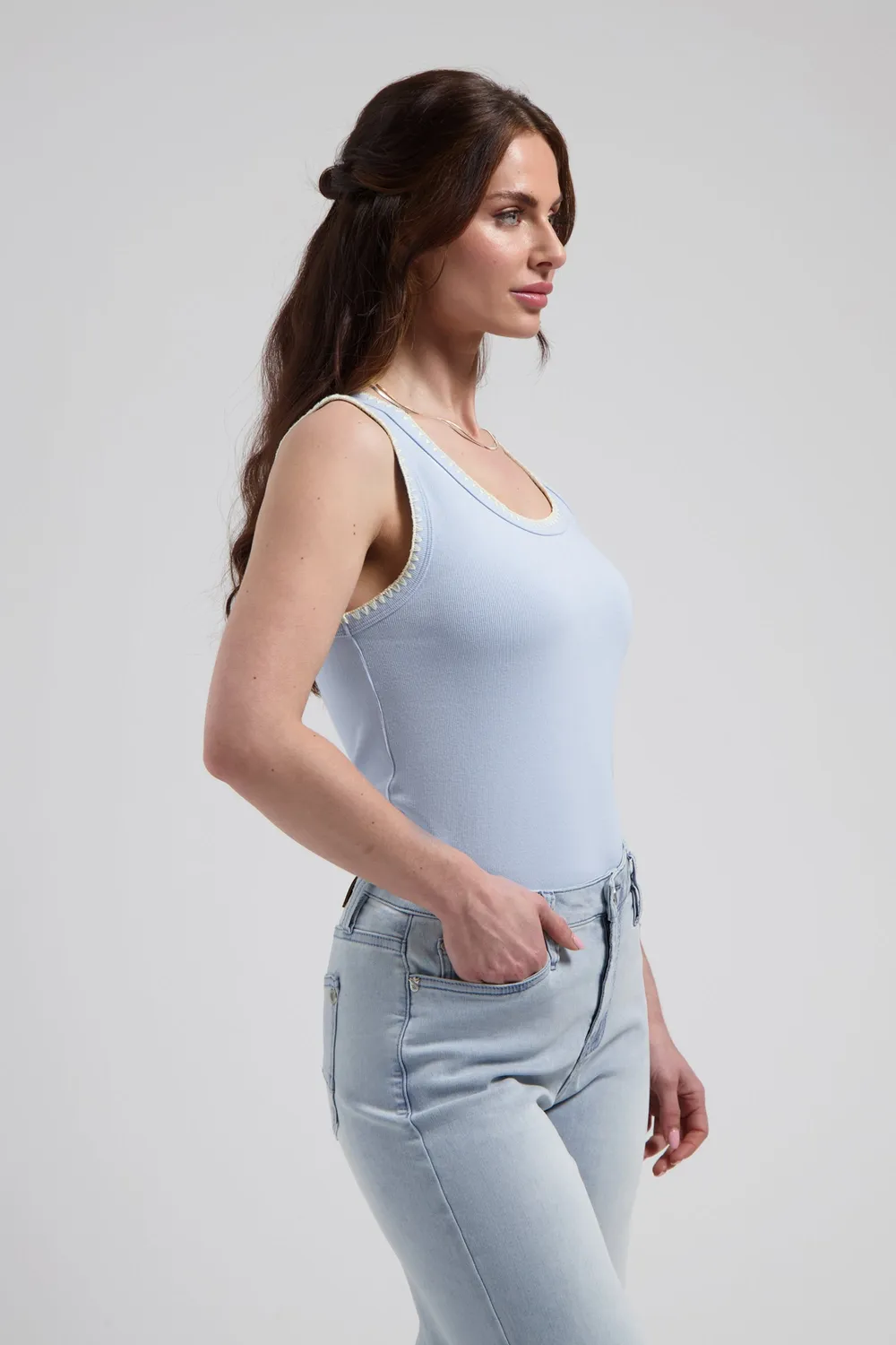 Florez Solé top tanktop Baby blue katoen