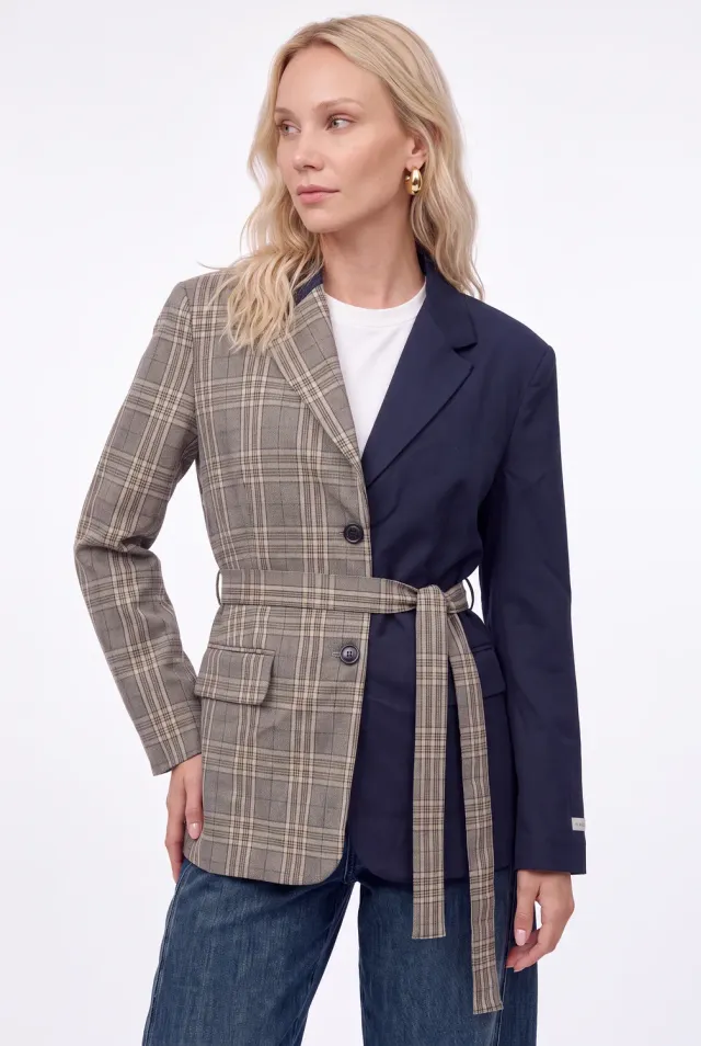 Florez Minue blazer Navy Stripe krijtstreep