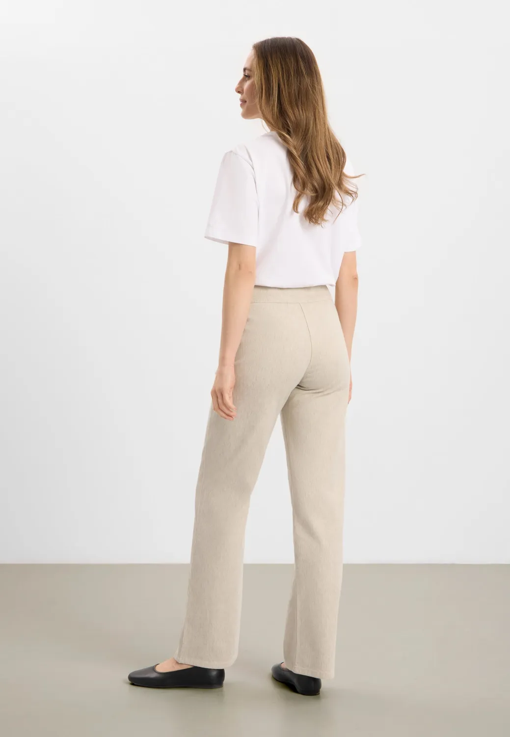 Laurie Thea Straight ML broek grey sand hemp stretch