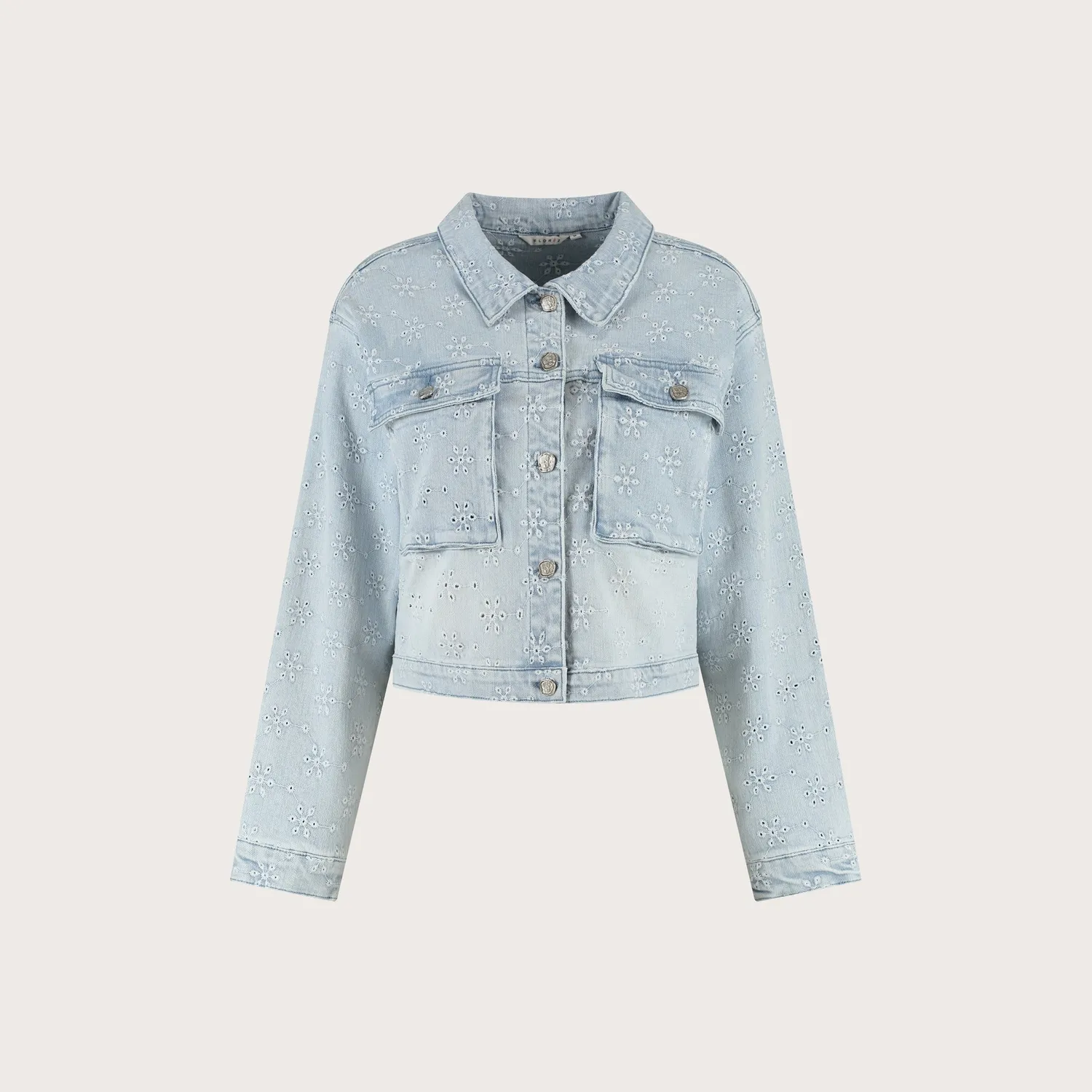 Florez Thalia denimjack Bleached Denim bloemen