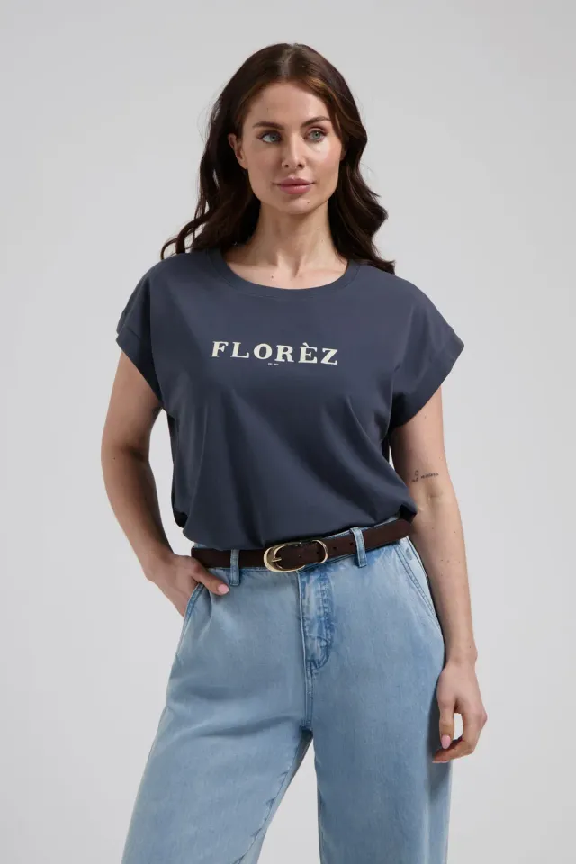 Florez Fien T-shirt Navy Blue katoenmix