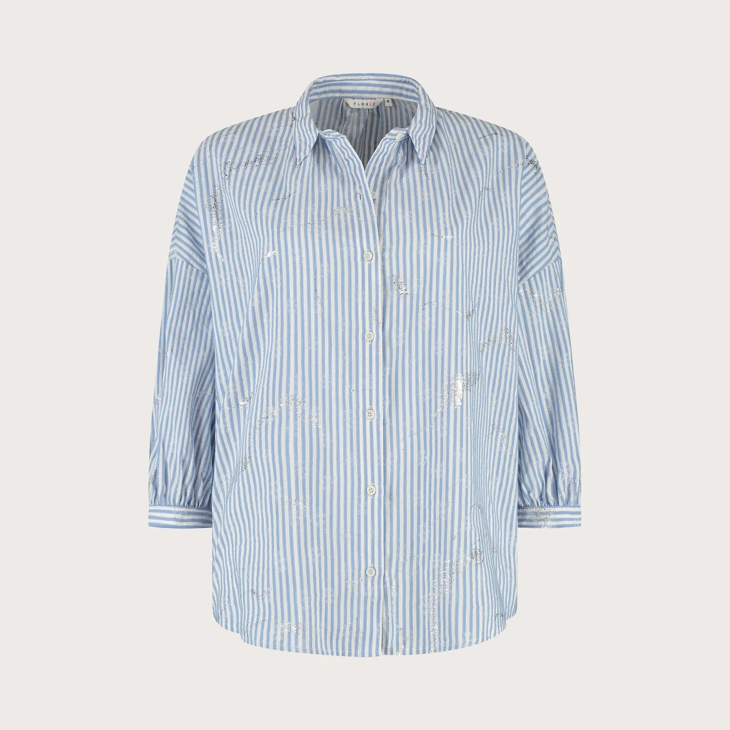 Florez Cath blouse blauw gestreept driekwartmouw
