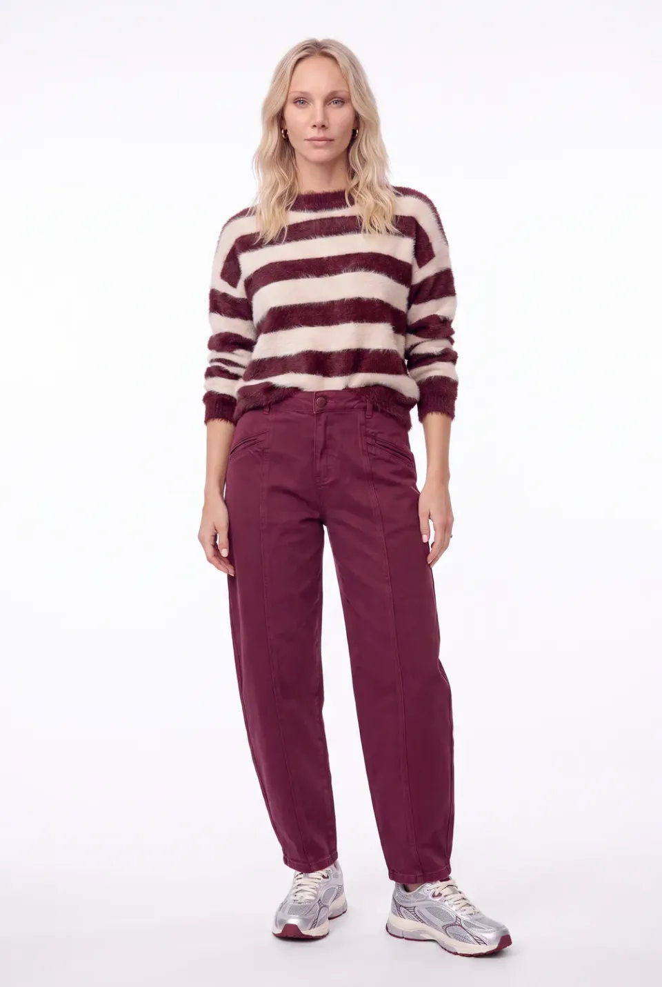 Florez Oxi jeans mauve wine barrel fit dames